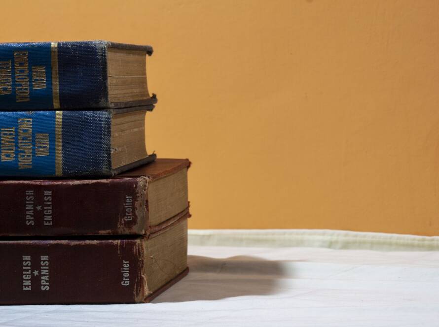English–Spanish dictionaries on a table