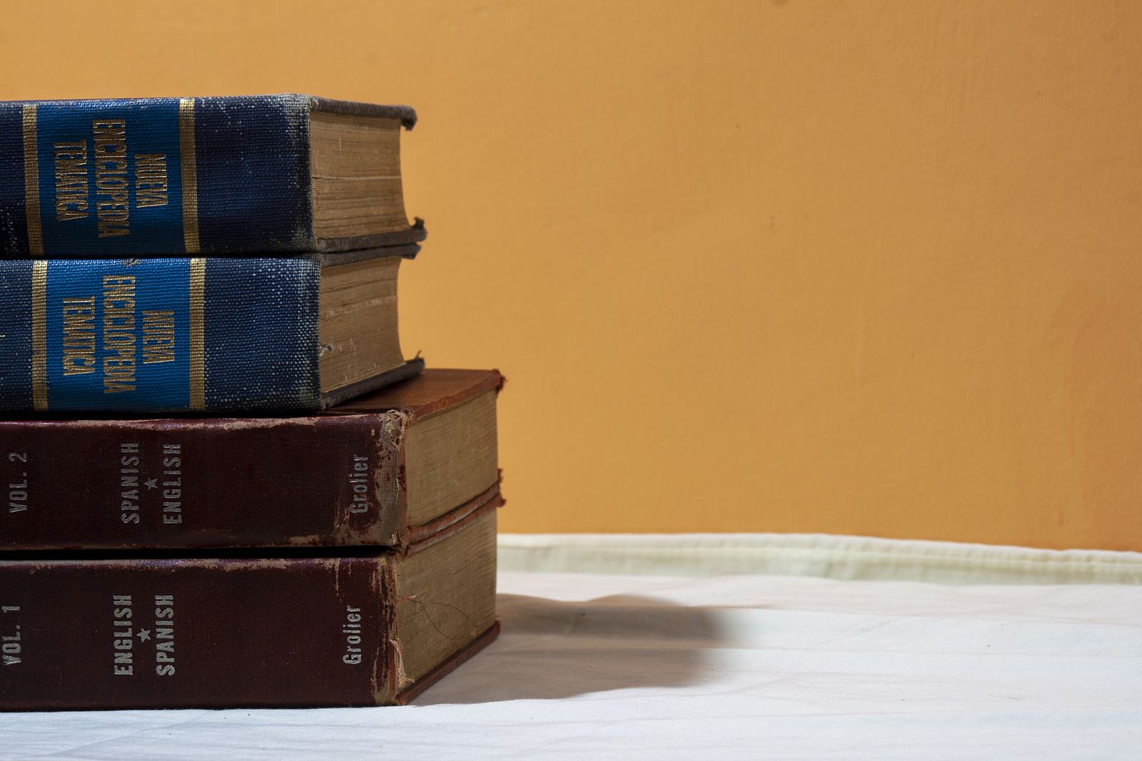 English–Spanish dictionaries on a table