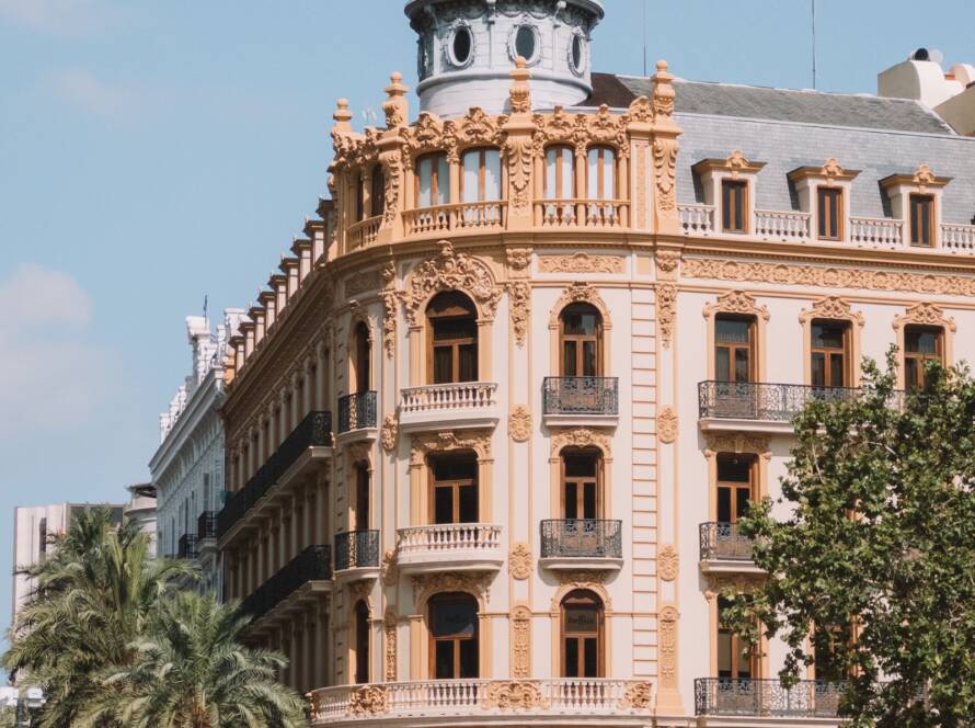 Traditional building in Valencia under a summer sky