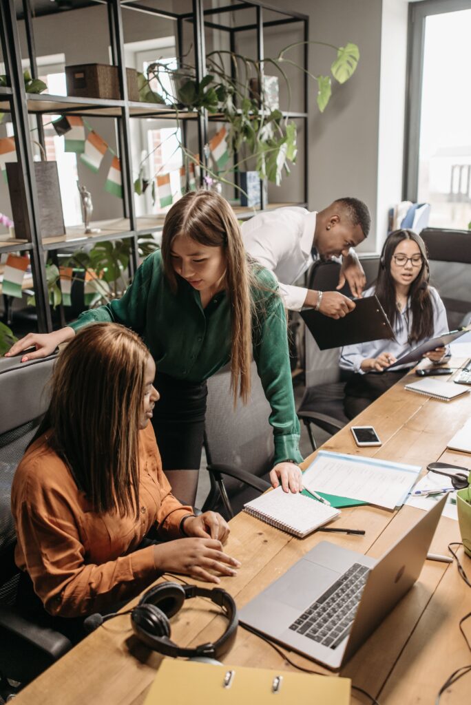 International team working together in an office