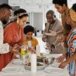 Family gathered around the kitchen table for a meal