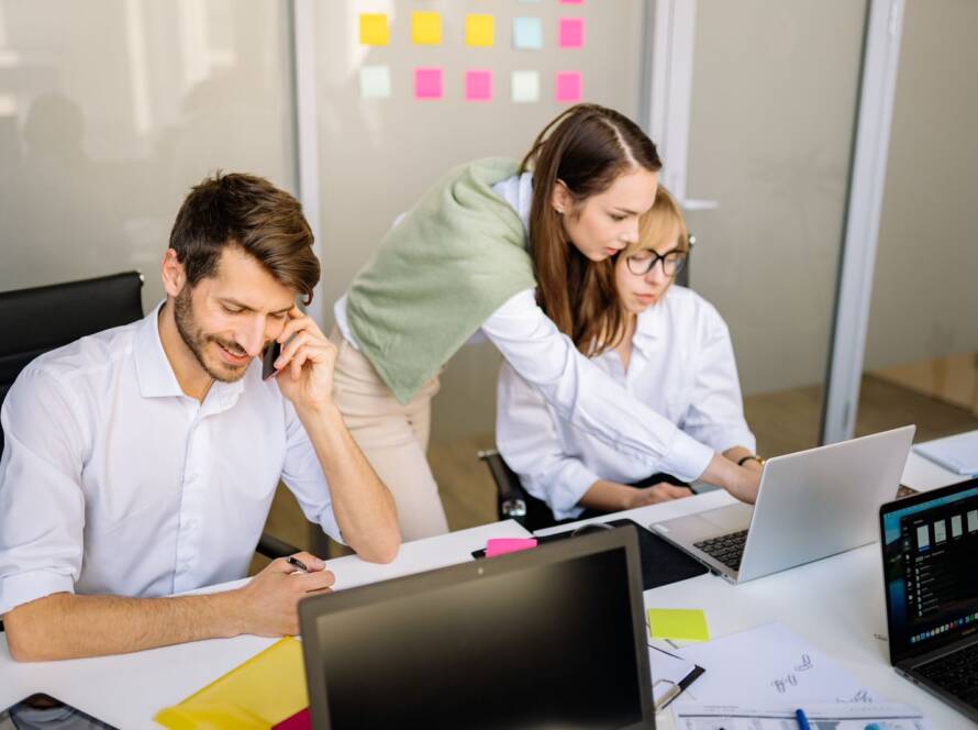Young professionals working together at a meeting table